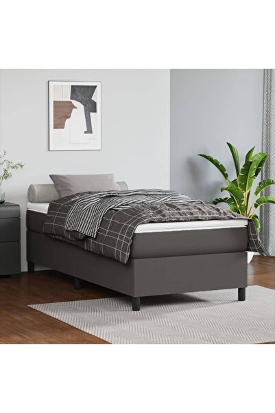 Concept Cadru de pat box spring, gri, 80x200 cm, piele ecologică
