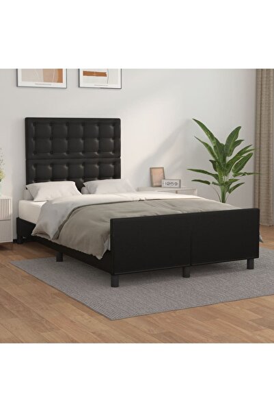 Concept Σκελετός κρεβατιού με κεφαλάρι, μαύρο, 120x200 cm, οικολογικό Δερμάτινο