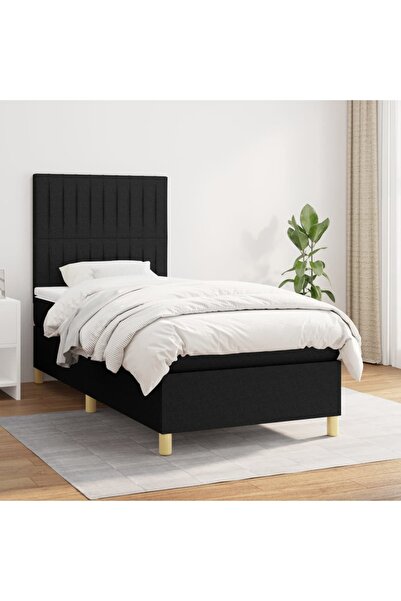 Concept Pat box spring cu saltea, negru, 80x200 cm, textil