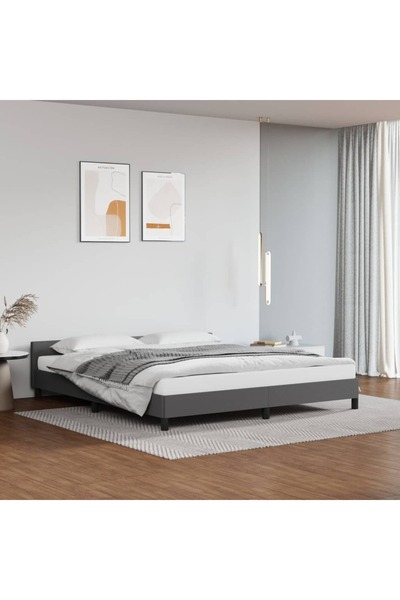 Concept Cadru de pat cu tăblie, gri, 180x200 cm, piele ecologică