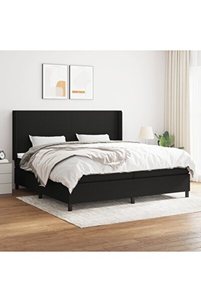 Concept Pat box spring cu saltea, negru, 200x200 cm, textil
