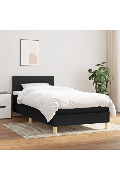 Concept Pat box spring cu saltea, negru, 80x200 cm, textil