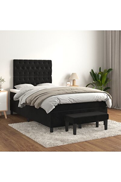 Concept Pat box spring cu saltea, negru, 120x200 cm, catifea