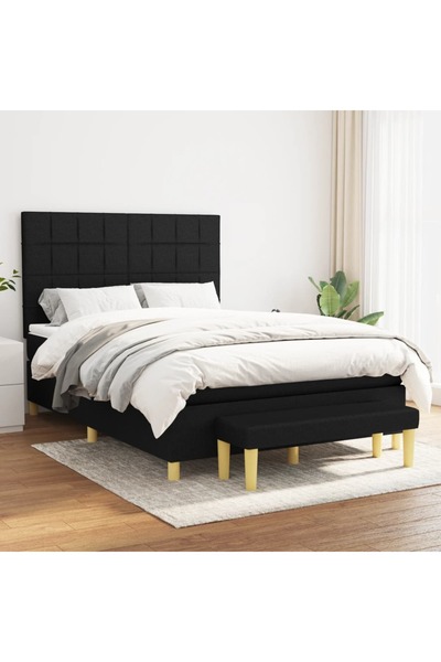 Concept Κρεβάτι με ελατήρια και στρώμα, μαύρο, 140x190 cm, ύφασμα
