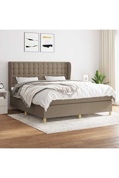 Concept Pat continental cu saltea, gri taupe, 180x200 cm, textil