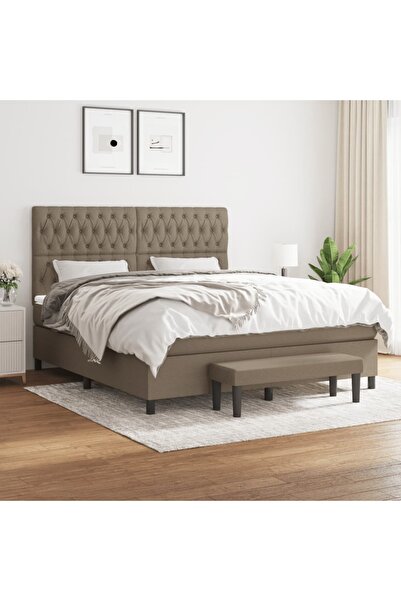 Concept Κρεβάτι Continental με στρώμα, γκρι-μπεζ, 180x200 cm, ύφασμα