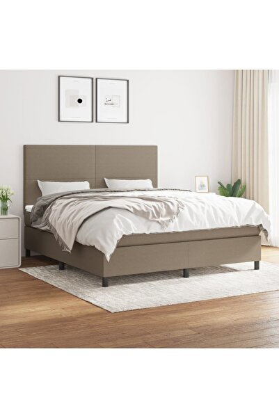 Concept Pat continental cu saltea, gri taupe, 180x200 cm, textil