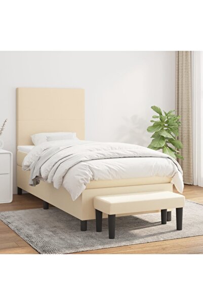 Concept Pat box spring cu saltea, crem, 100x200 cm, textil