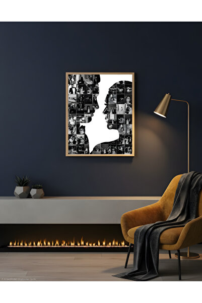 DEKORASOR Kişiye Özel Fotoğraf Kolajlı Sevgili Tasarımlı Ahşap Çerçeveli Tabl...