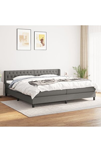 Concept Pat box spring cu saltea, gri închis, 200x200 cm, textil