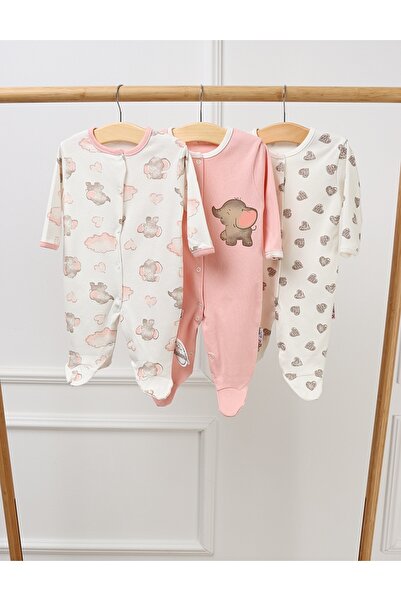 MiniKids Set 3 salopete cu botosei Elephant, multicolor