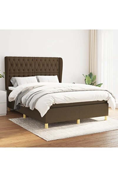 Concept Pat box spring cu saltea, maro închis, 140x200 cm, textil