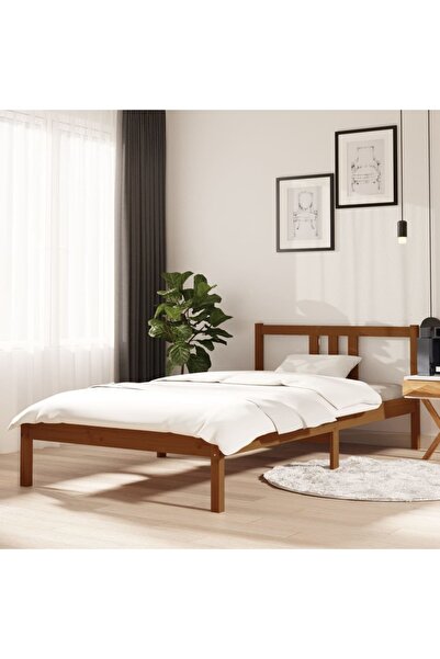 Concept Σκελετός κρεβατιού, μελί καφέ, 100x200 εκ., μασίφ ξύλο πεύκου