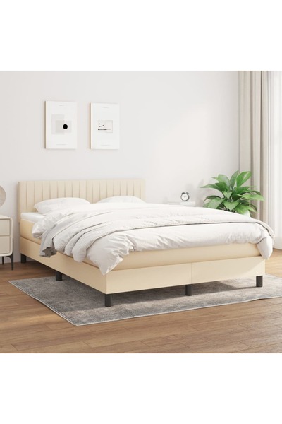 Concept Pat continental cu saltea, crem, 140x200 cm, material textil