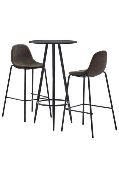 Concept Σετ επίπλων μπαρ, 3 τεμάχια, σκούρο γκρι, ύφασμα