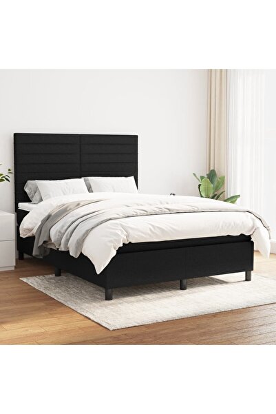 Concept Pat box spring cu saltea, negru, 140x200 cm, textil