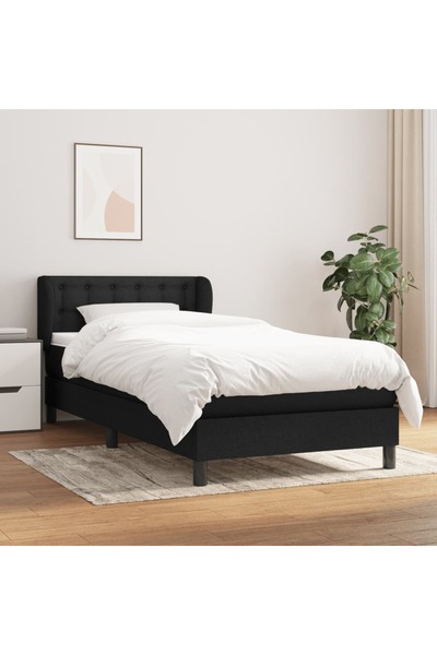 Concept Pat box spring cu saltea, negru, 90x190 cm, textil