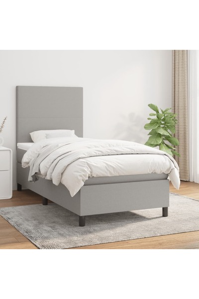 Concept Pat box spring cu saltea, gri deschis, 90x190 cm, textil