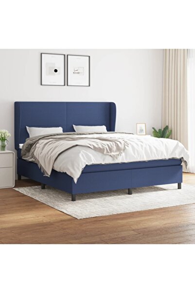 Concept Pat box spring cu saltea, albastru, 180x200 cm, material textil