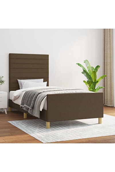 Concept Cadru de pat cu tăblie, maro închis, 80x200 cm, textil