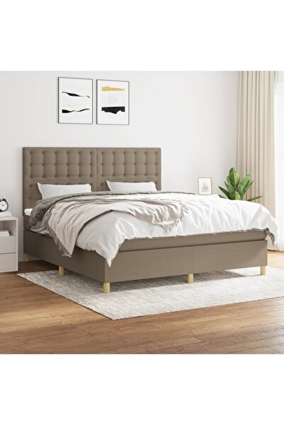 Concept Pat continental cu saltea, gri taupe, 180x200 cm, textil