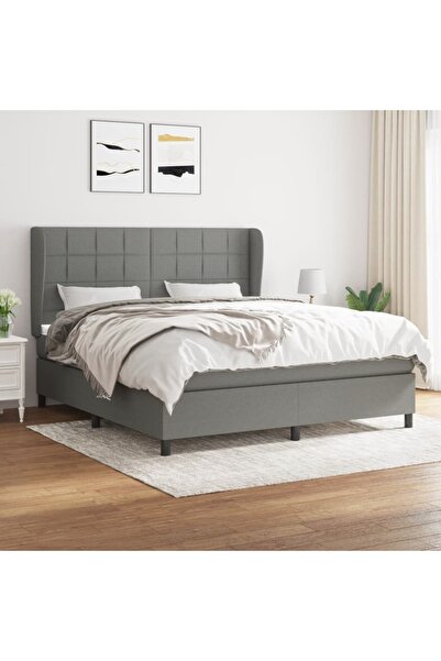 Concept Pat box spring cu saltea, gri închis, 180x200 cm, textil