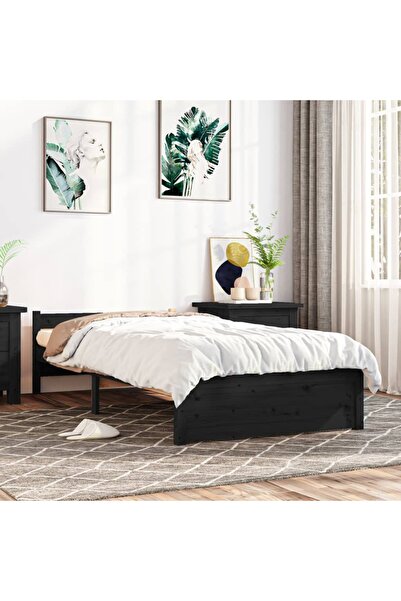 Concept Bed frame, black, 90x200 cm, solid wood