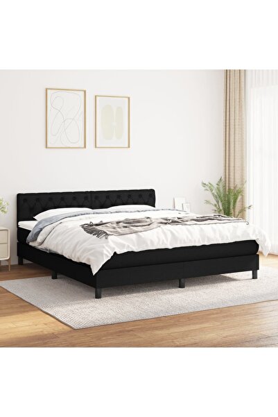 Concept Pat box spring cu saltea, negru, 160x200 cm, textil
