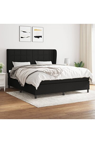 Concept Pat box spring cu saltea, negru, 180x200 cm, catifea