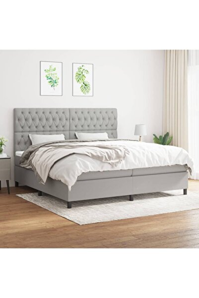 Concept Pat box spring cu saltea, gri deschis, 200x200 cm, textil