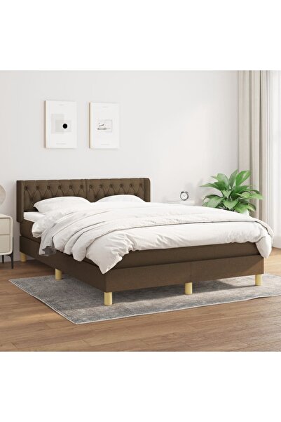 Concept Pat box spring cu saltea, maro închis, 140x200 cm, textil