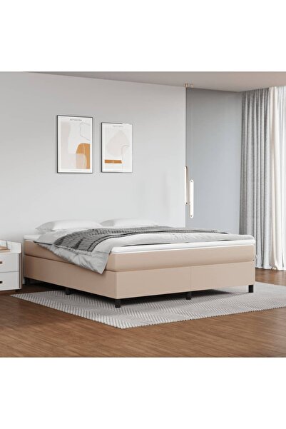 Concept Pat box spring cu saltea, cappuccino, 160x200cm piele ecologică