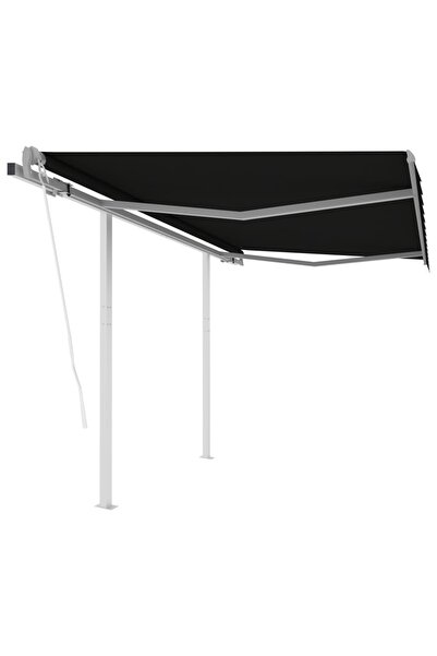Concept Automatic retractable awning with poles, anthracite, 3.5x2.5 m