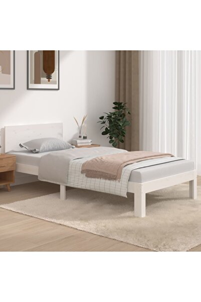Concept Cadru de pat Single 3FT, alb, 90x190 cm, lemn masiv