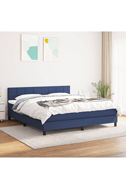 Concept Pat box spring cu saltea, albastru, 180x200 cm, material textil