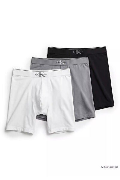 Calvin Klein Men's Cotton Logo Detailed Elastic Waist Stripes Triple Gray Box...