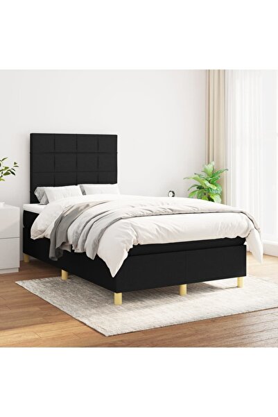 Concept Pat box spring cu saltea, negru, 120x200 cm, textil