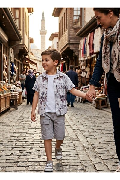 BEGONYA BEBECE KIDS طقم صيفي ثلاثي للأولاد من الجينز والقميص والتيشيرت