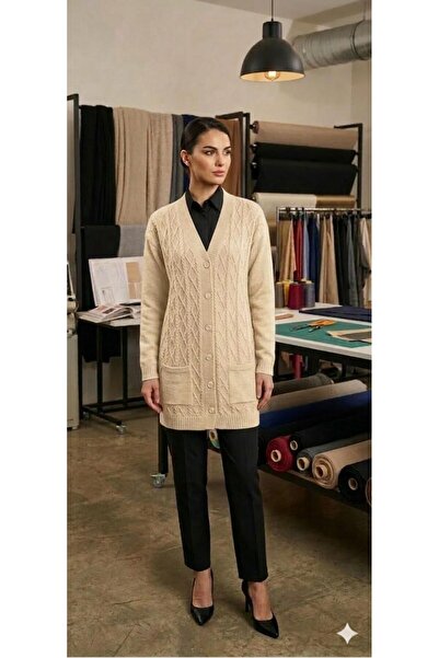 yardıtekstil Knitwear Cardigan Patterned Front Side Pocketed 100% Acrylic