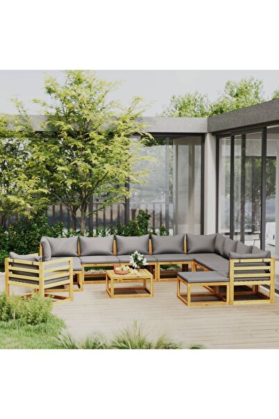 Concept Σετ επίπλων κήπου με μαξιλάρια, 12 τεμάχια, από μασίφ ξύλο ακακίας