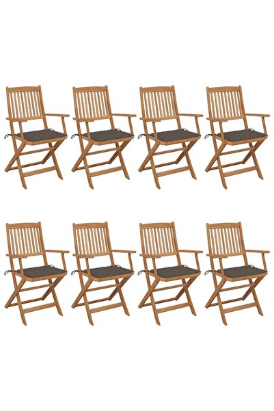 Concept Πτυσσόμενες καρέκλες κήπου με μαξιλάρια, 8 τεμ., από μασίφ ξύλο ακακίας