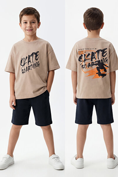 Entel Σετ μπλουζάκι και κάπρι για αγόρια από 100% βαμβάκι με στάμπα Lycra