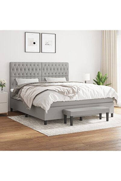 Concept Pat continental, gri deschis, 180x200 cm, material textil