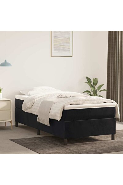 Concept Pat box spring cu saltea, negru, 90x190 cm, catifea