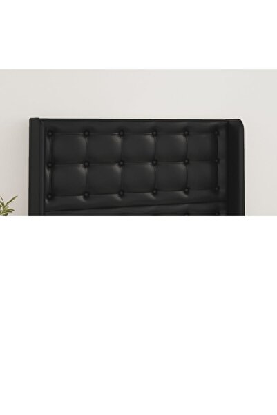 Concept Tăblie de pat cu aripioare, negru, 103x16x118/128 cm, piele