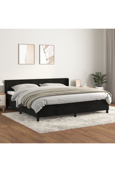 Concept Pat box spring cu saltea, negru, 200x200 cm, catifea