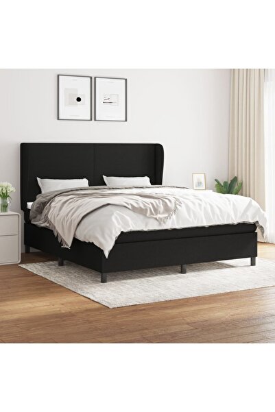 Concept Pat box spring cu saltea, negru, 160x200 cm, textil