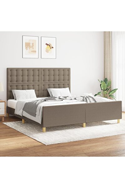 Concept Σκελετός κρεβατιού με κεφαλάρι, γκρι-μπεζ, 160x200 cm, ύφασμα