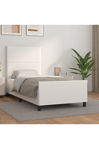 Concept Σκελετός κρεβατιού με κεφαλάρι, λευκό, 100x200 cm, οικολογικό Δερμάτινο