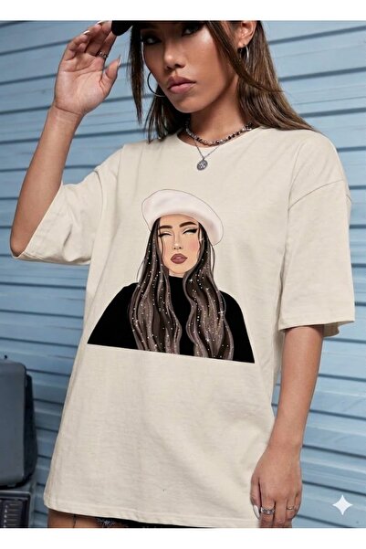 WOODROFFE Γυναικεία / Κορίτσια Oversize Καφέ μπλουζάκι με στάμπα Line Girl